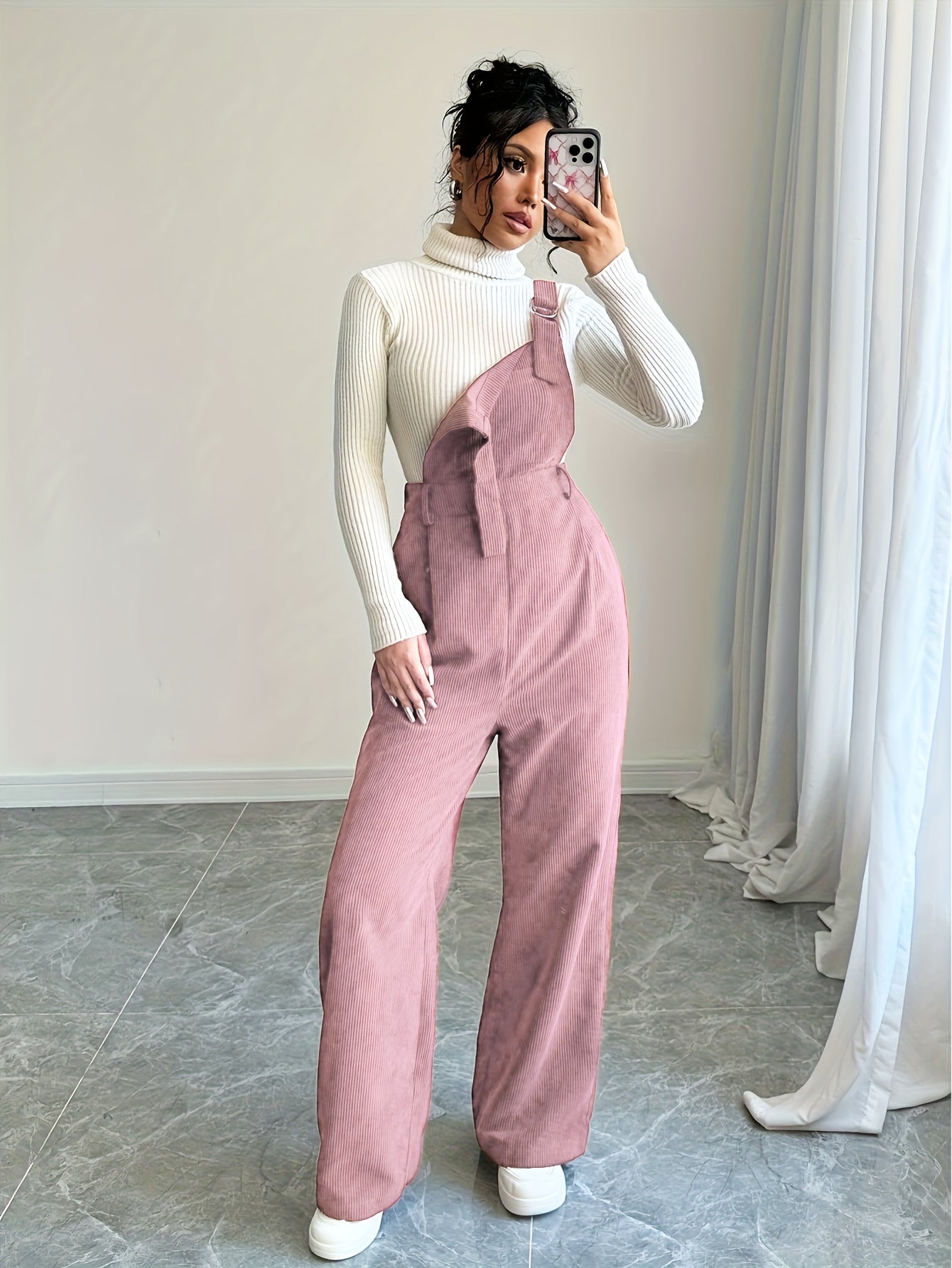 Women's Casual Spandex Polyester Corduroy Jumpsuit