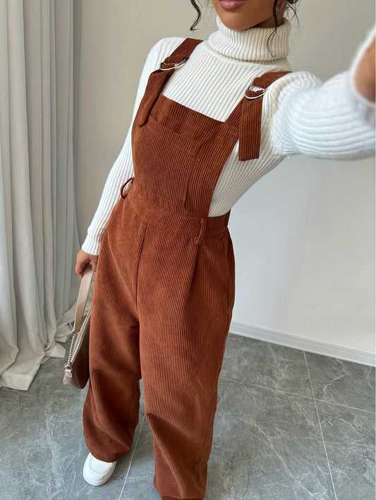 Women's Casual Spandex Polyester Corduroy Jumpsuit