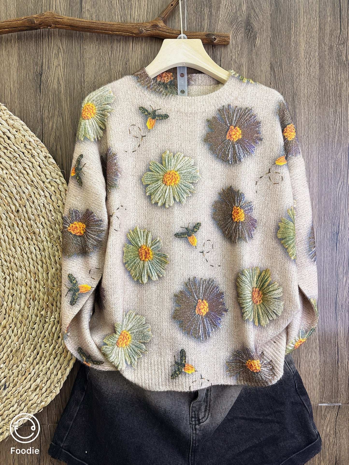 Floral Jacquard Knit Sweater for Women