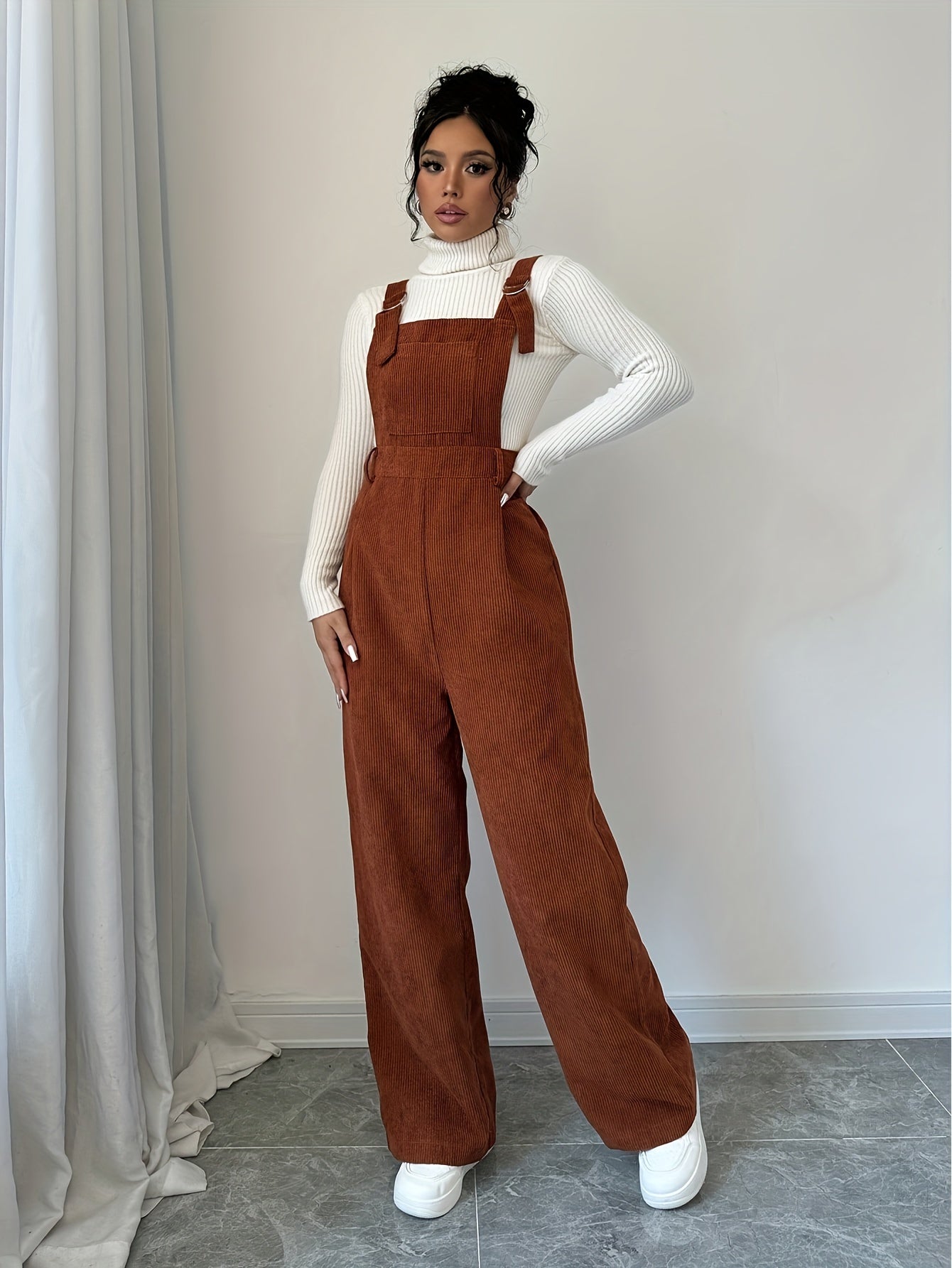 Women's Casual Spandex Polyester Corduroy Jumpsuit