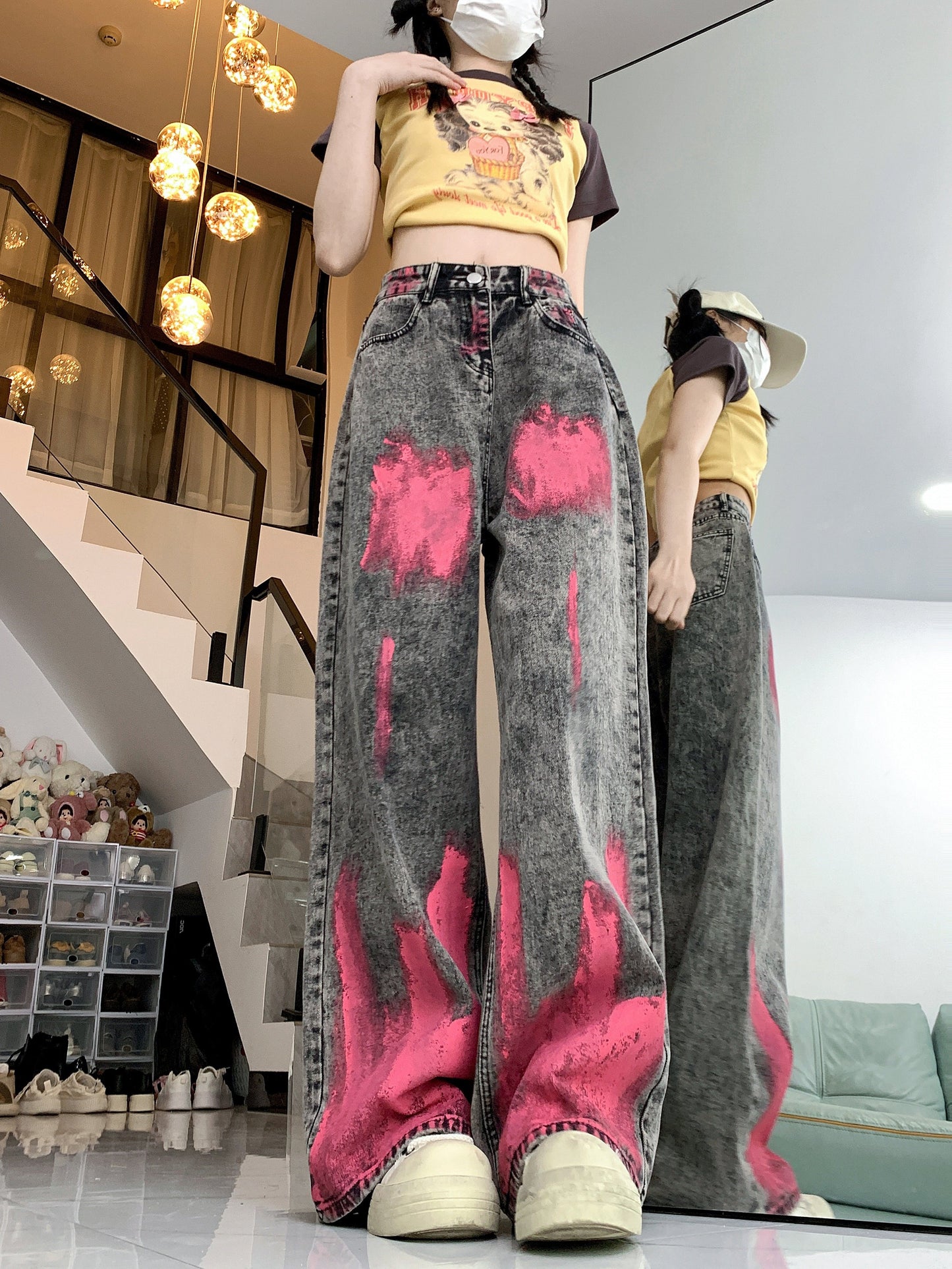 Women's High-Street Vibe Graffiti Denim Jeans