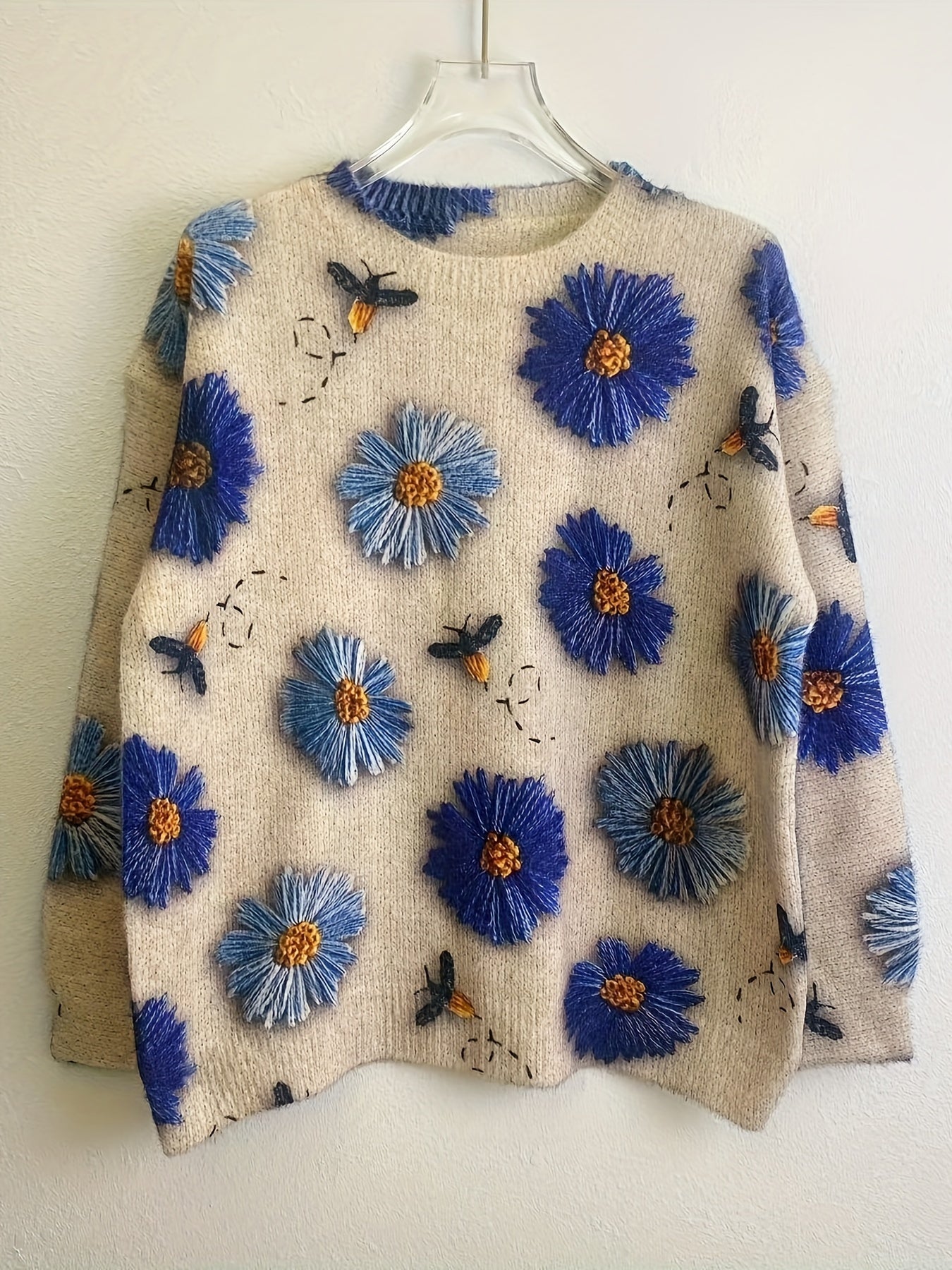 Floral Jacquard Knit Sweater for Women