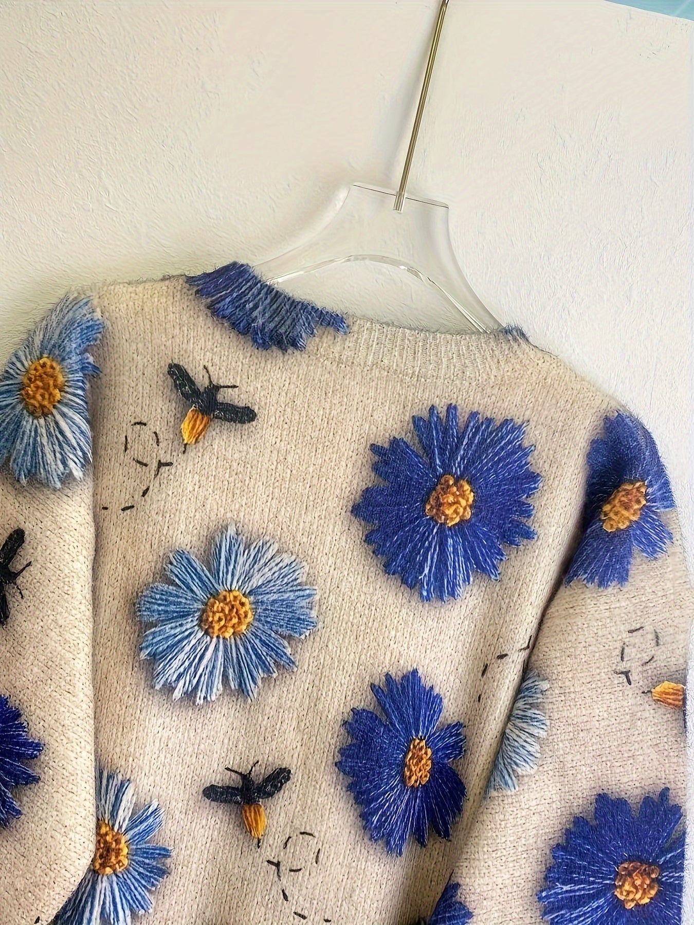 Floral Jacquard Knit Sweater for Women