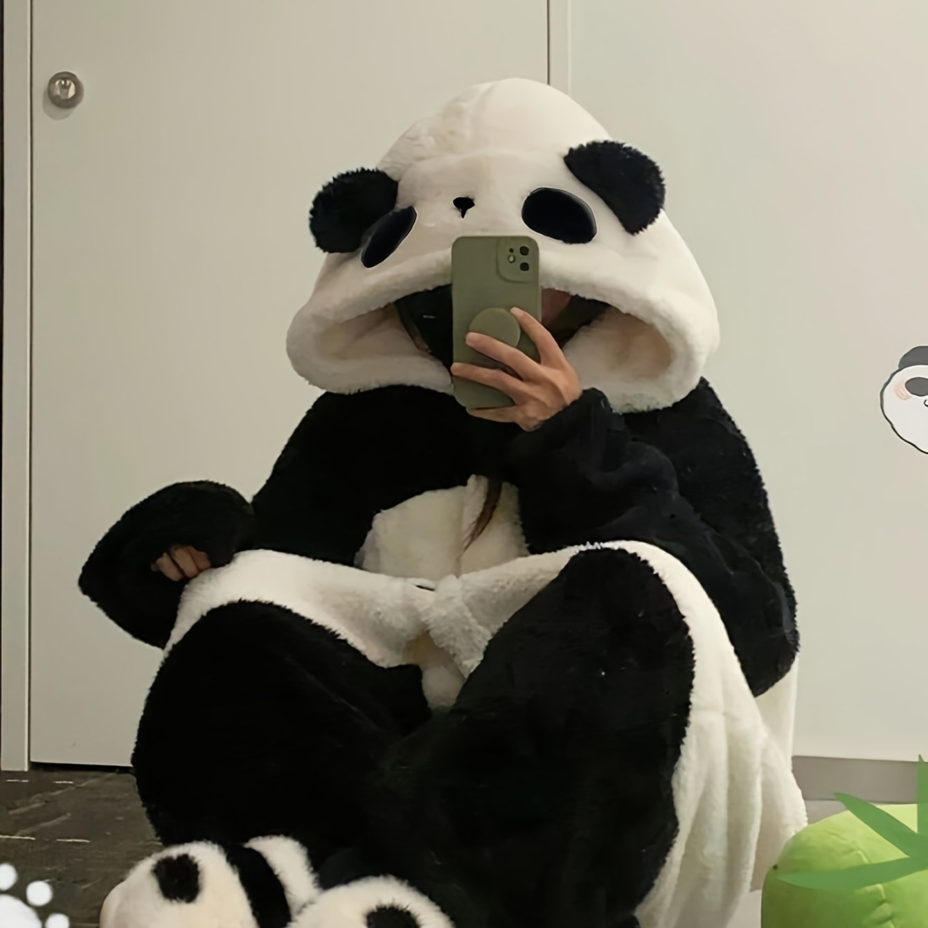 Cozy Panda Hooded Fleece Robe Women