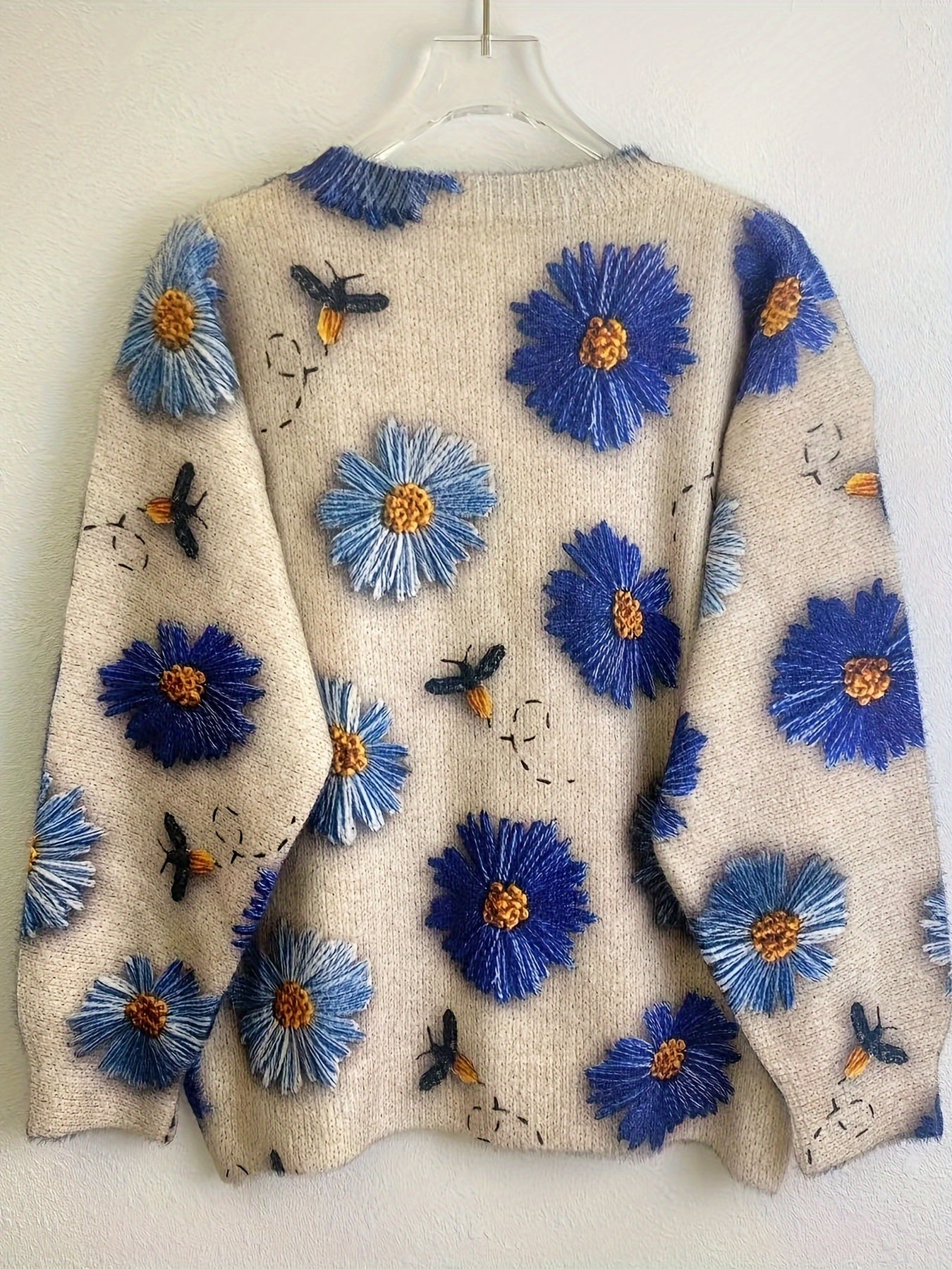 Floral Jacquard Knit Sweater for Women