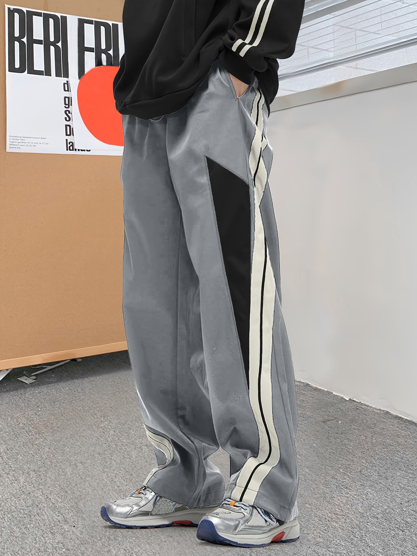 Men's Colorblock Long Straight Pants