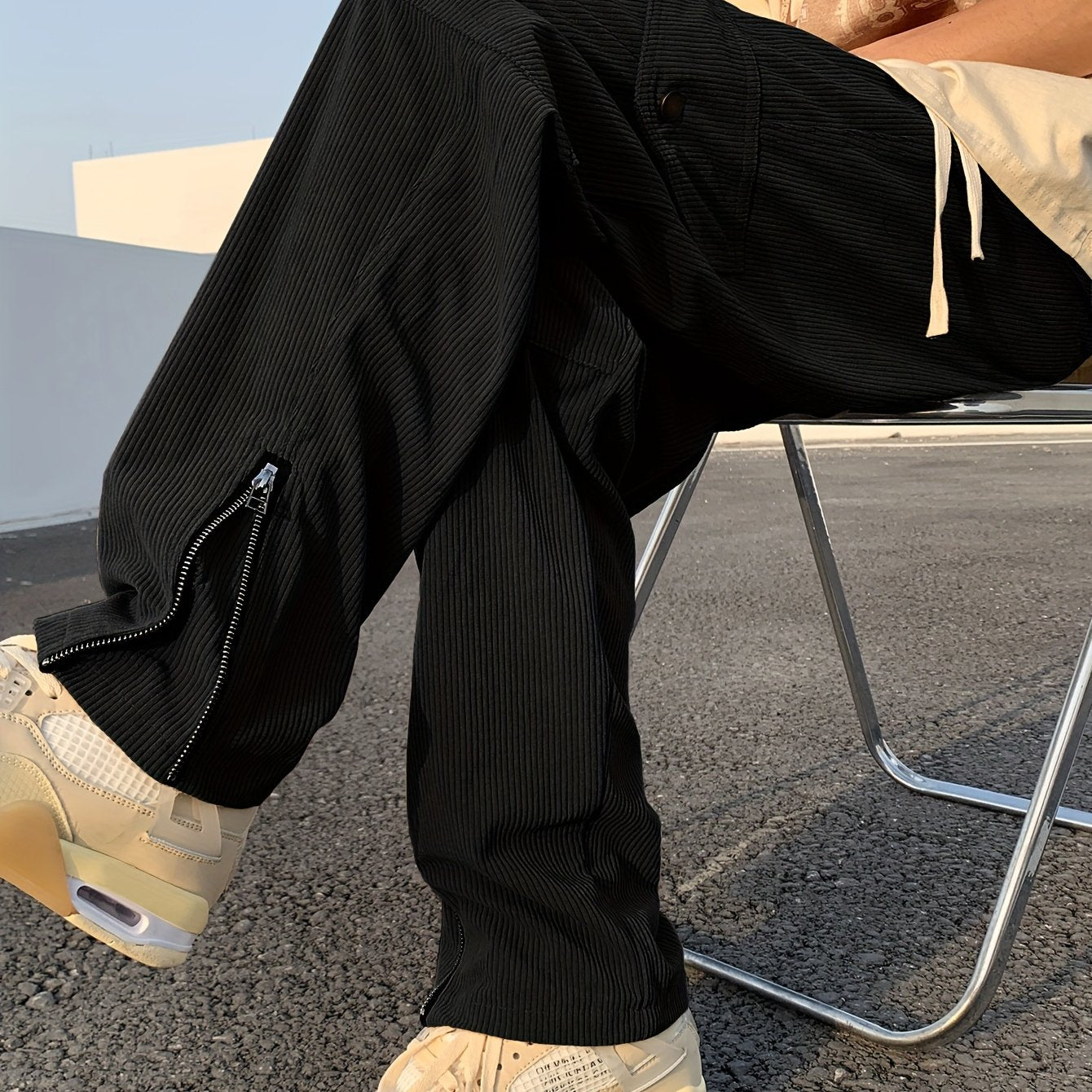 Trendy Solid Corduroy Cargo Pants