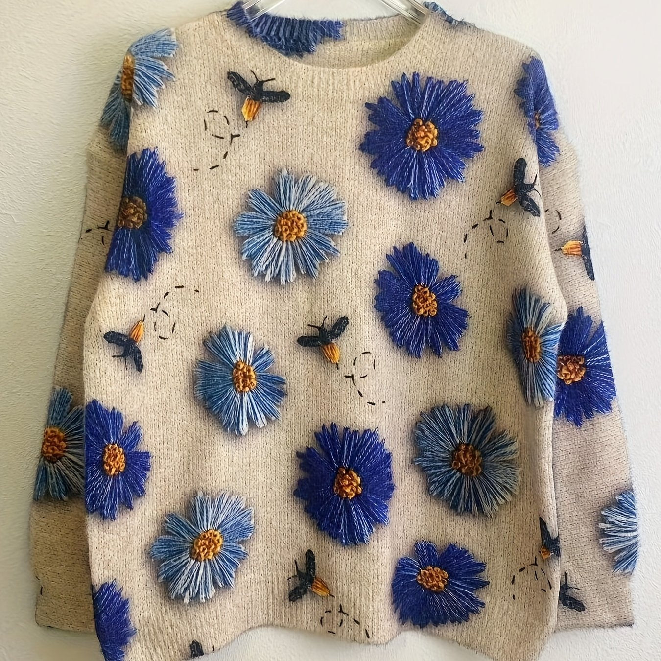 Floral Jacquard Knit Sweater for Women