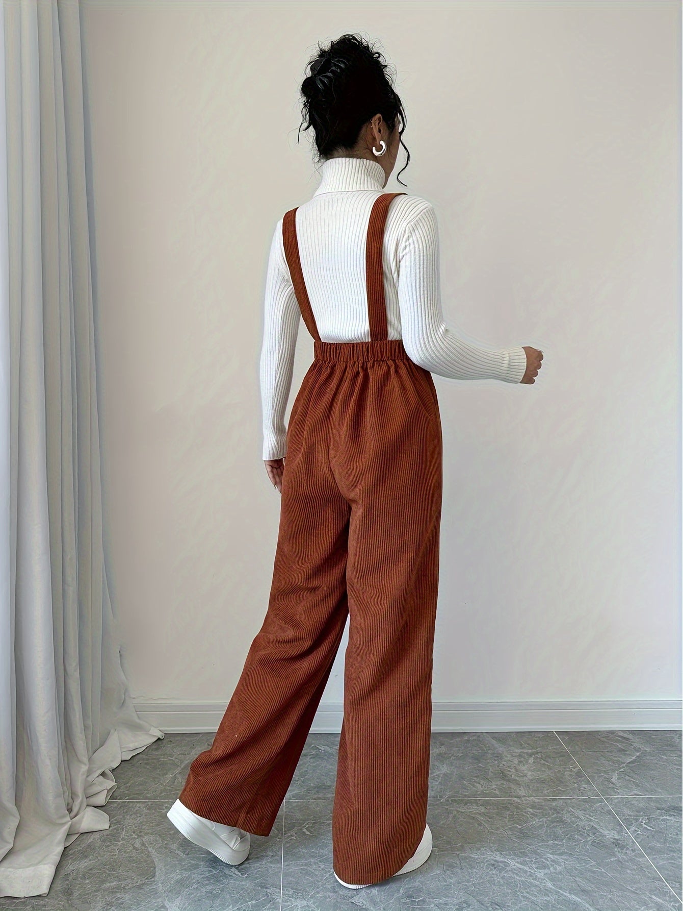 Women's Casual Spandex Polyester Corduroy Jumpsuit