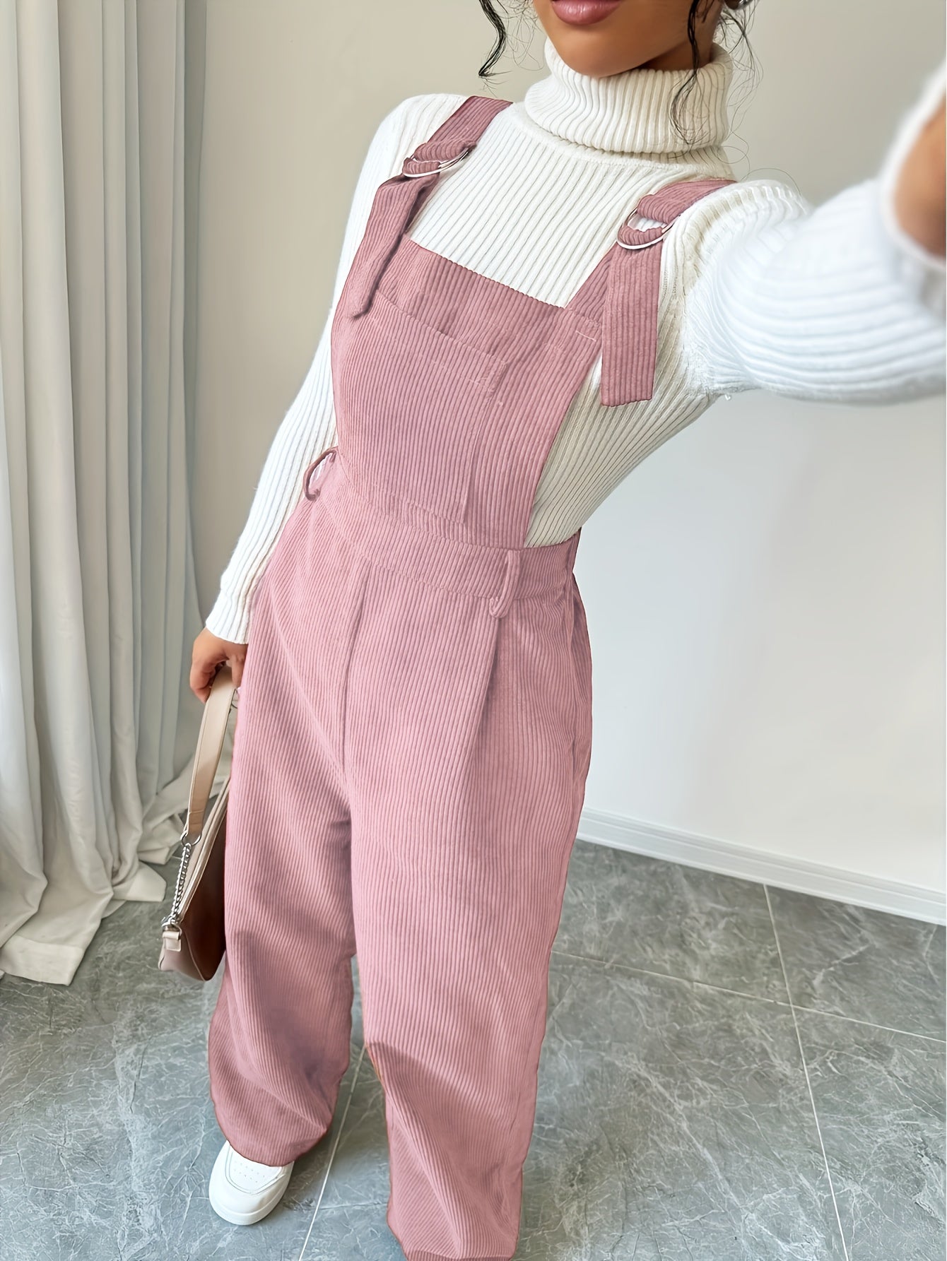 Women's Casual Spandex Polyester Corduroy Jumpsuit