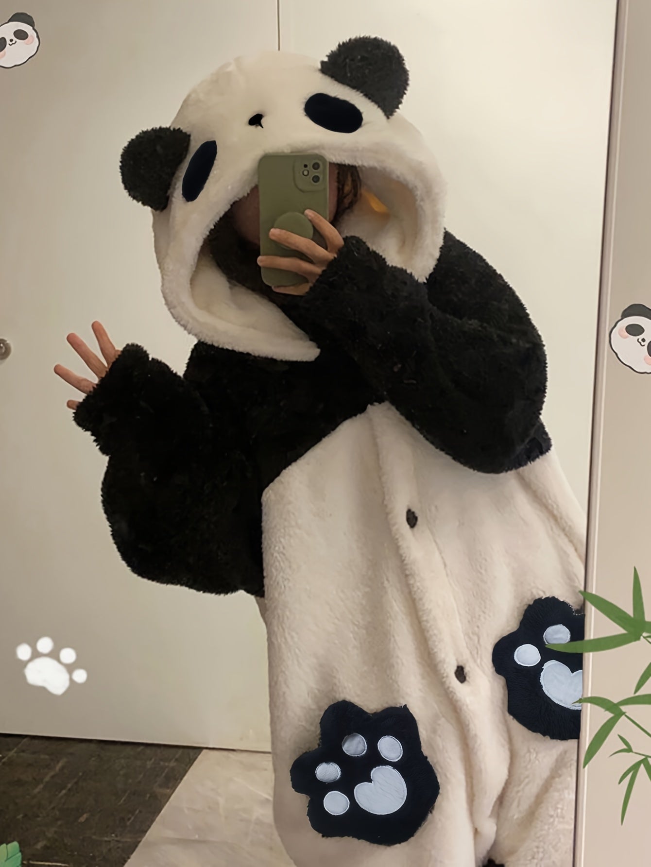 Cozy Panda Hooded Fleece Robe Women