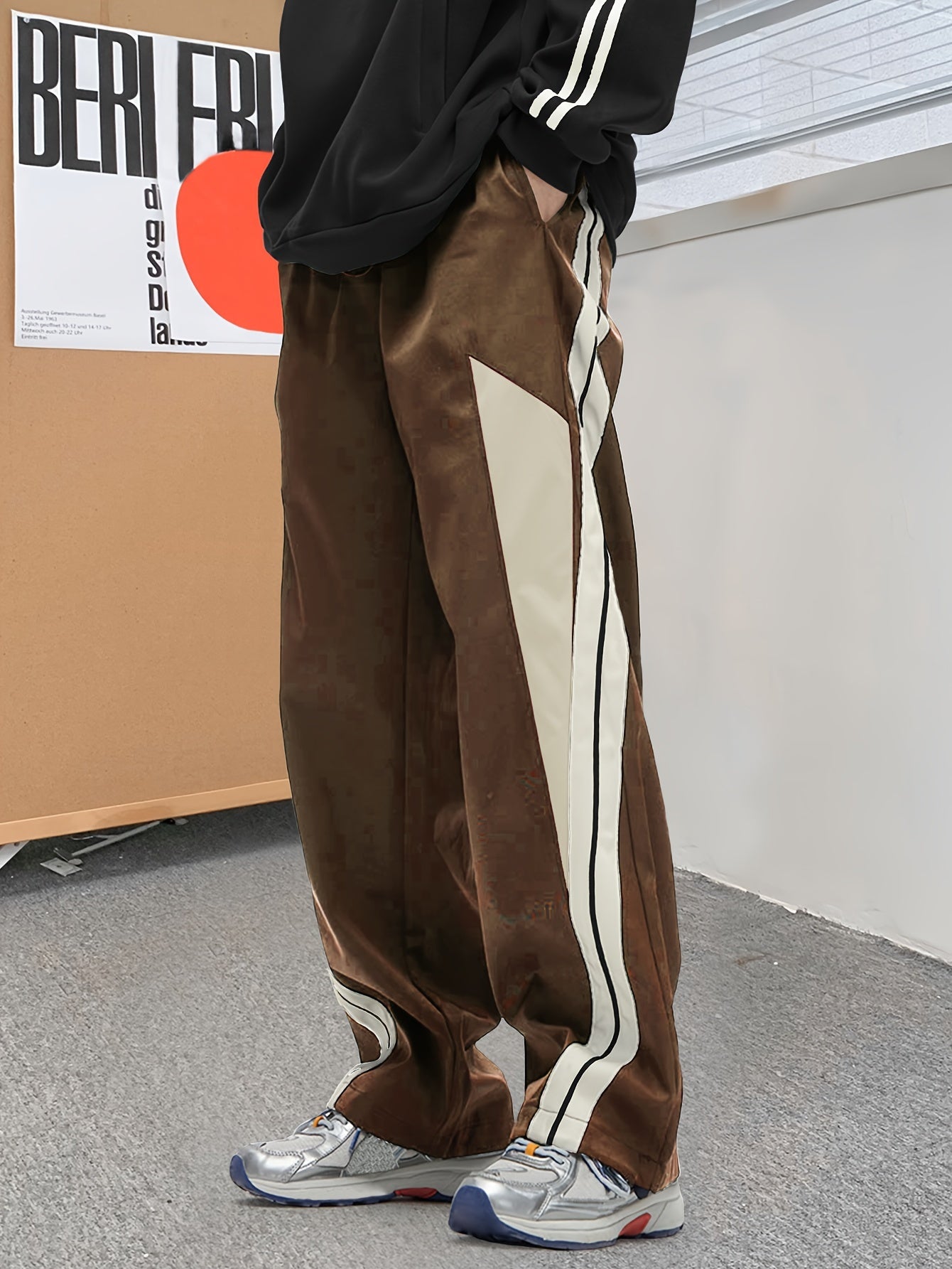 Men's Colorblock Long Straight Pants