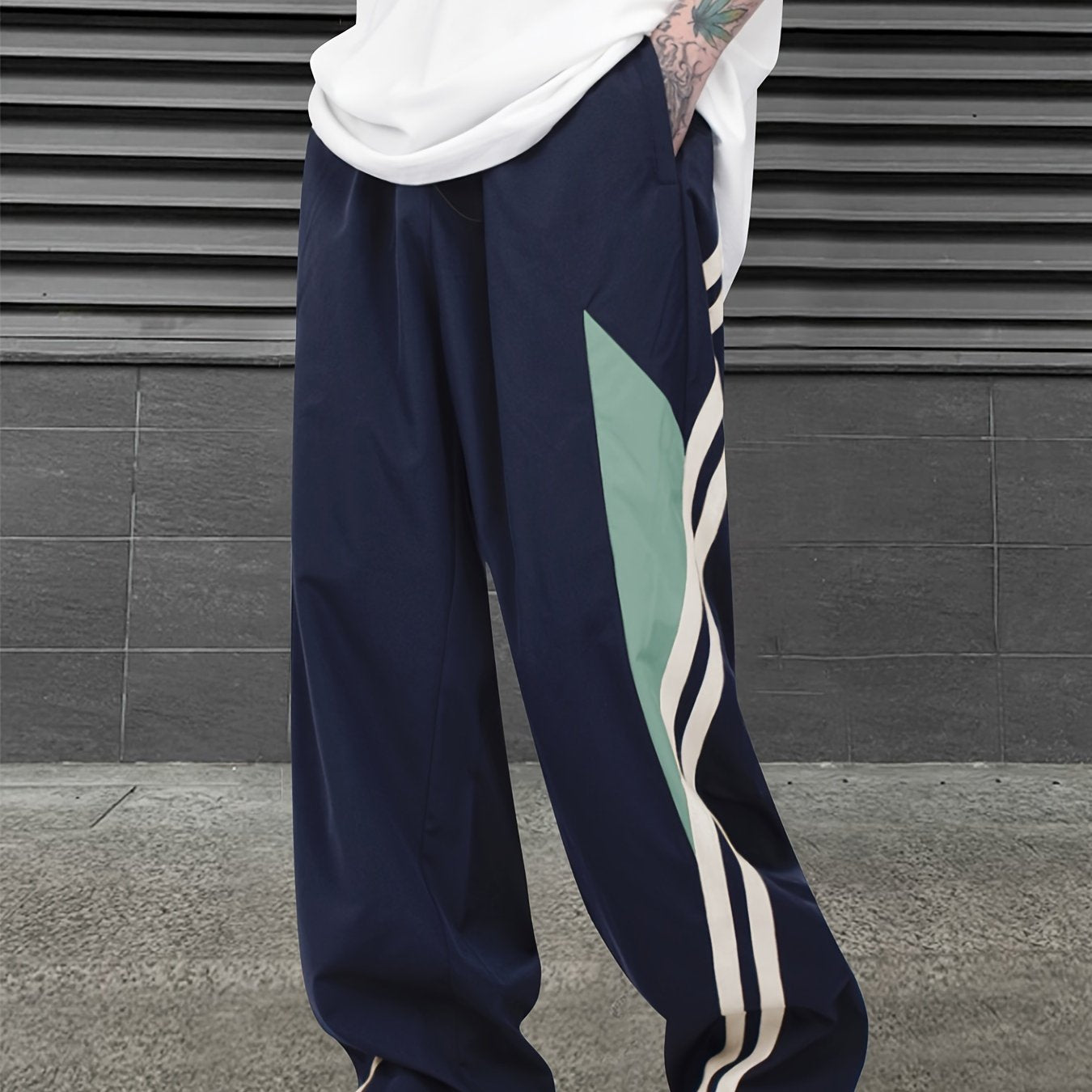 Men's Colorblock Long Straight Pants