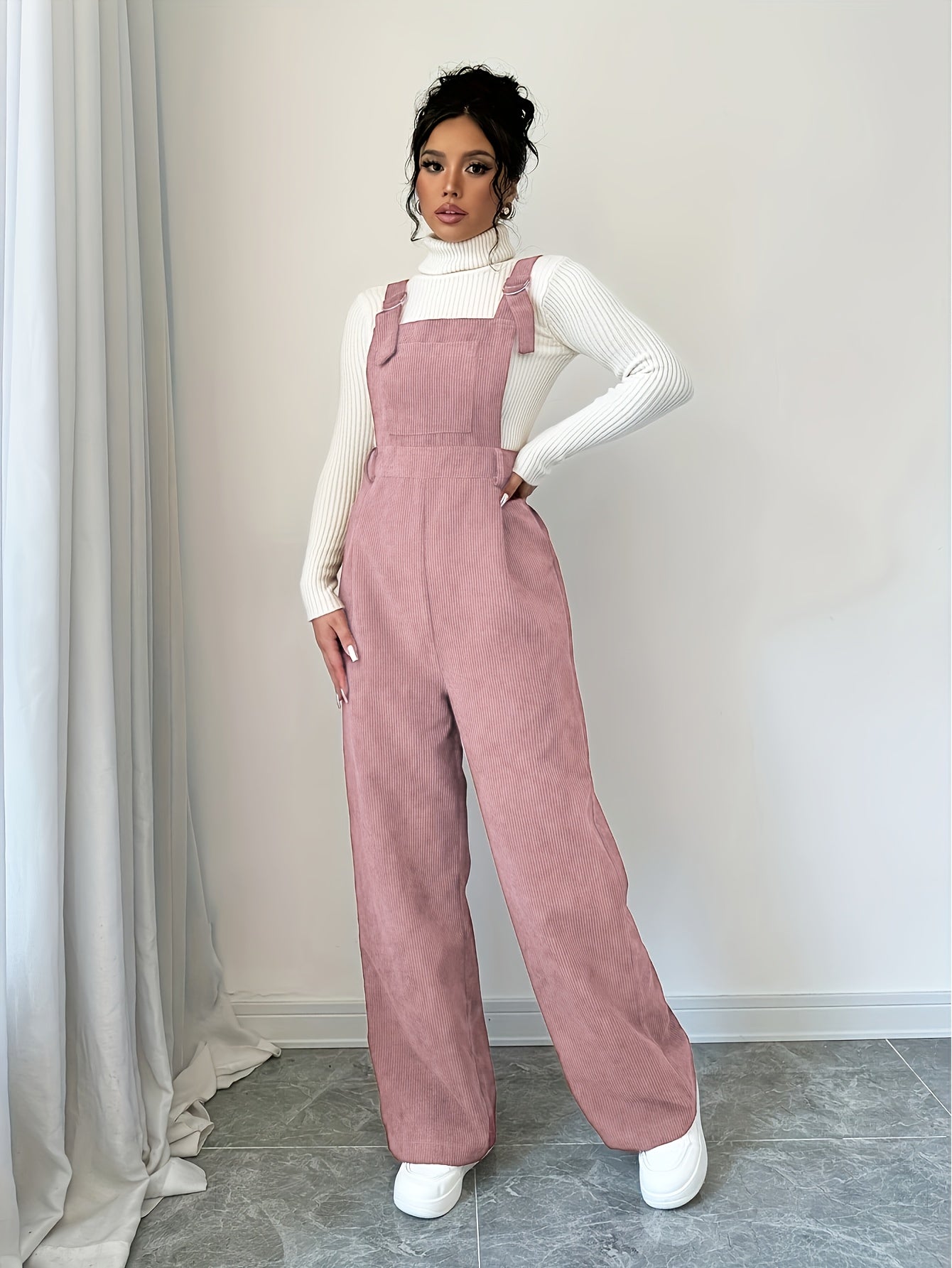 Women's Casual Spandex Polyester Corduroy Jumpsuit