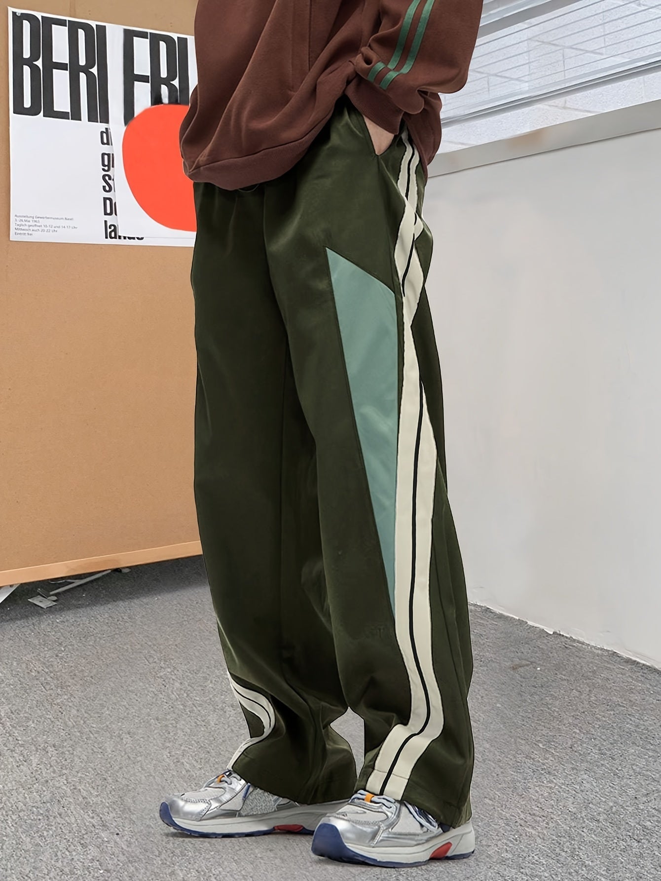 Men's Colorblock Long Straight Pants