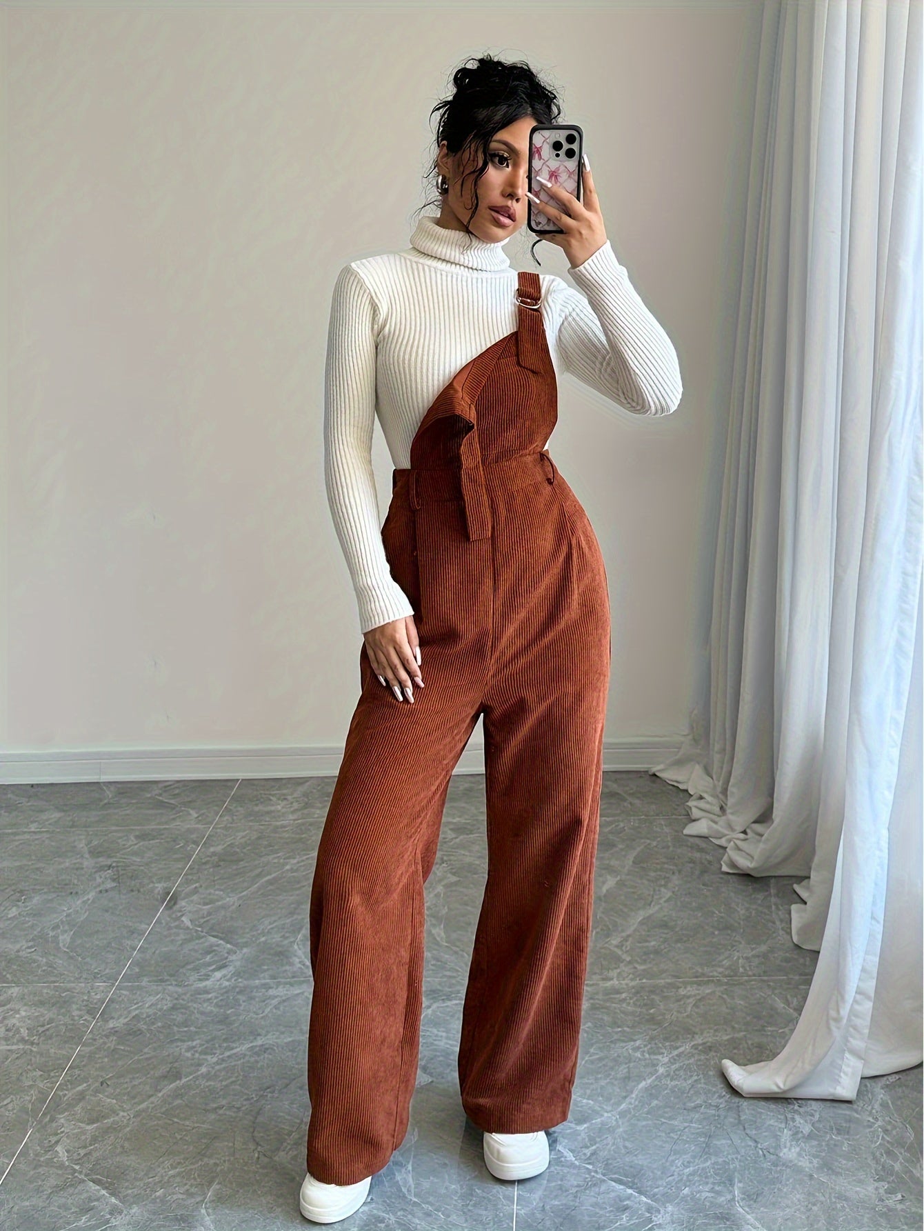 Women's Casual Spandex Polyester Corduroy Jumpsuit