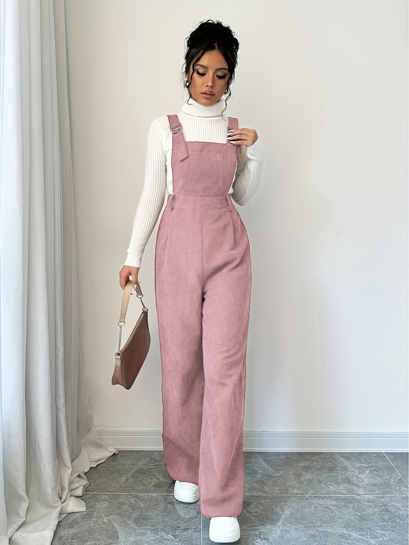 Women's Casual Spandex Polyester Corduroy Jumpsuit