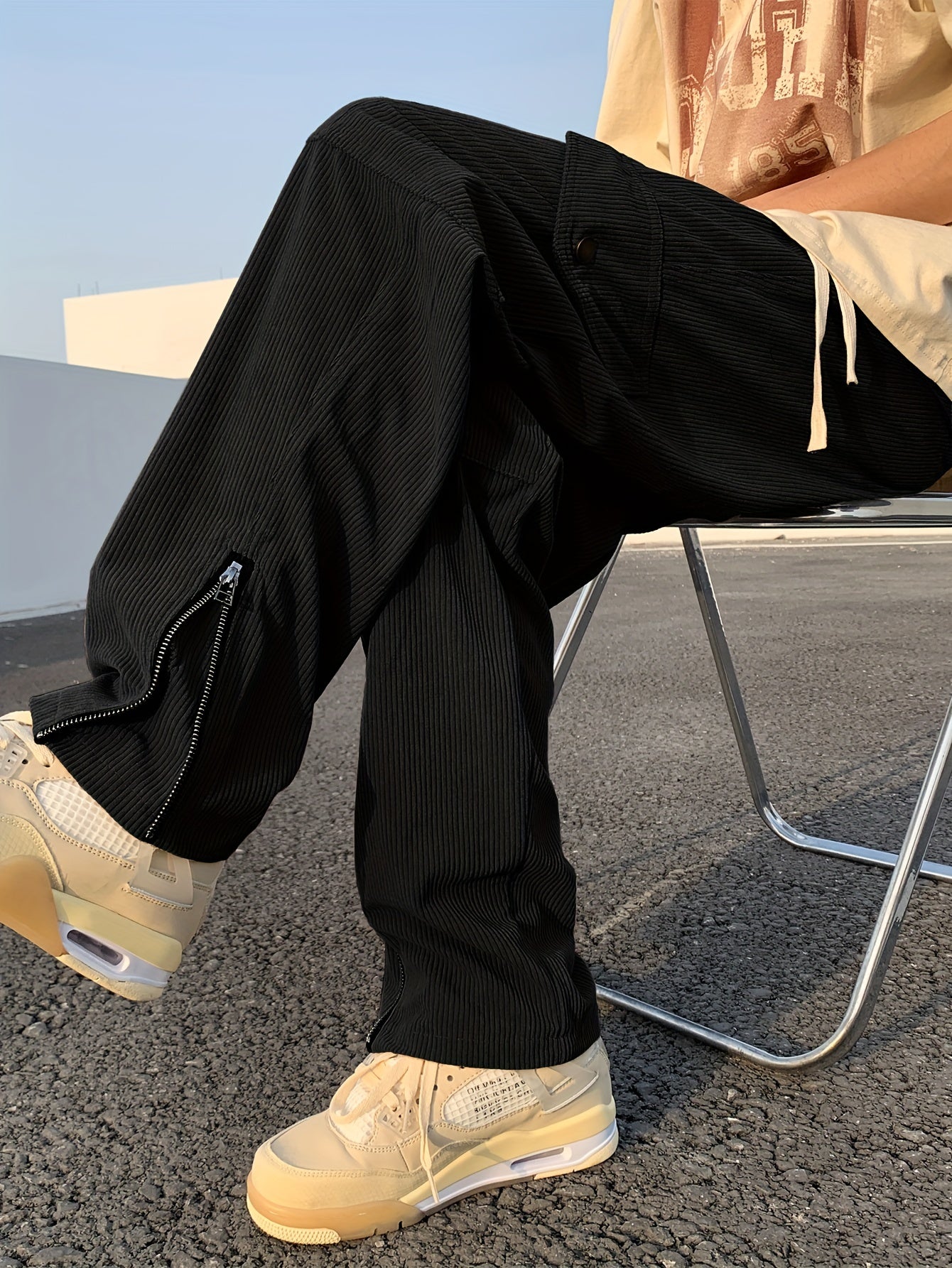 Trendy Solid Corduroy Cargo Pants